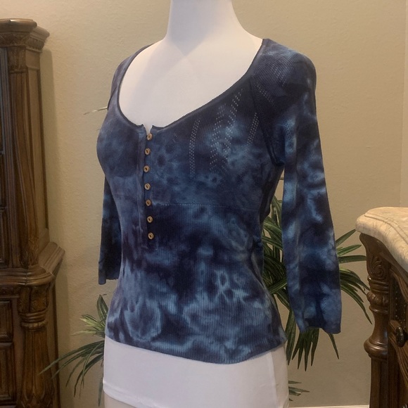 NWT Free People Rory Henley Top Tie Dye Navy M - Picture 9 of 13